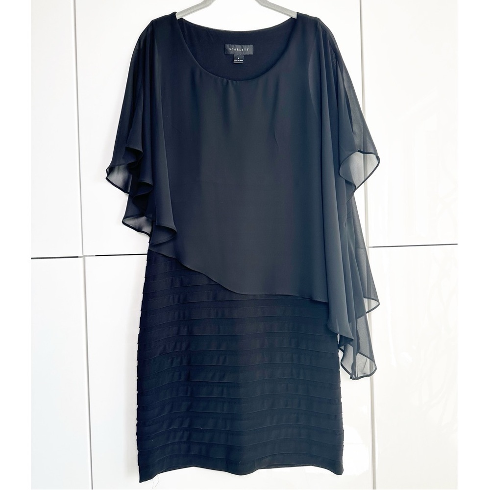 Scarlet Little Black Dress Size 6 Sheer Cape Overlay Evening Wedding Cocktail